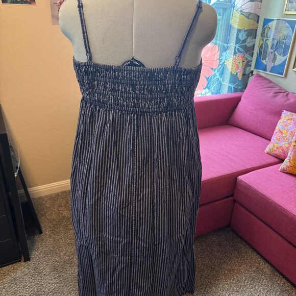 A New Day Navy Striped Smocked Maxi Dress – Size M - Picture 3 of 5